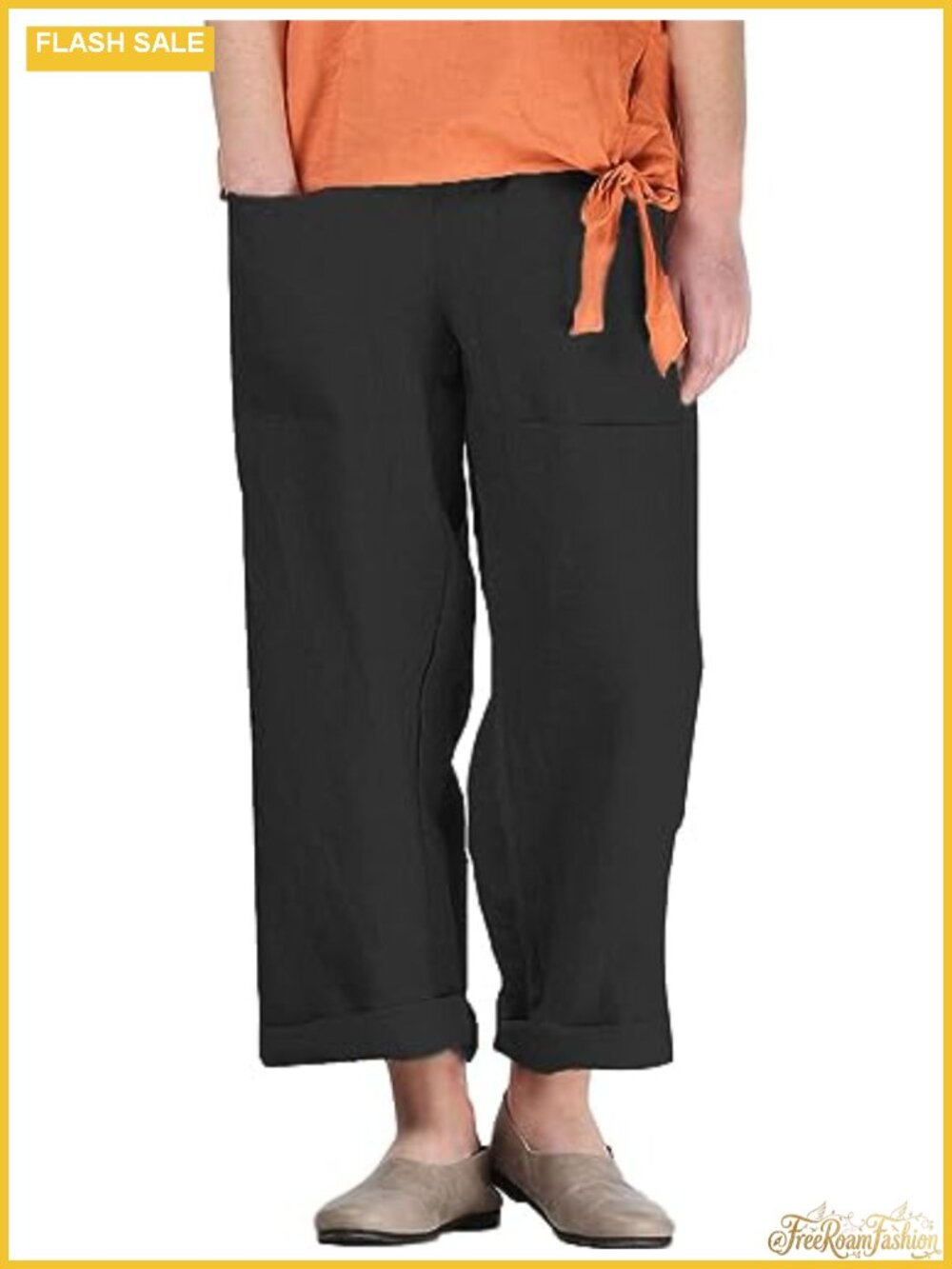 Cotton Linen Striped Wide Leg Harem Pants Baggy Palazzo